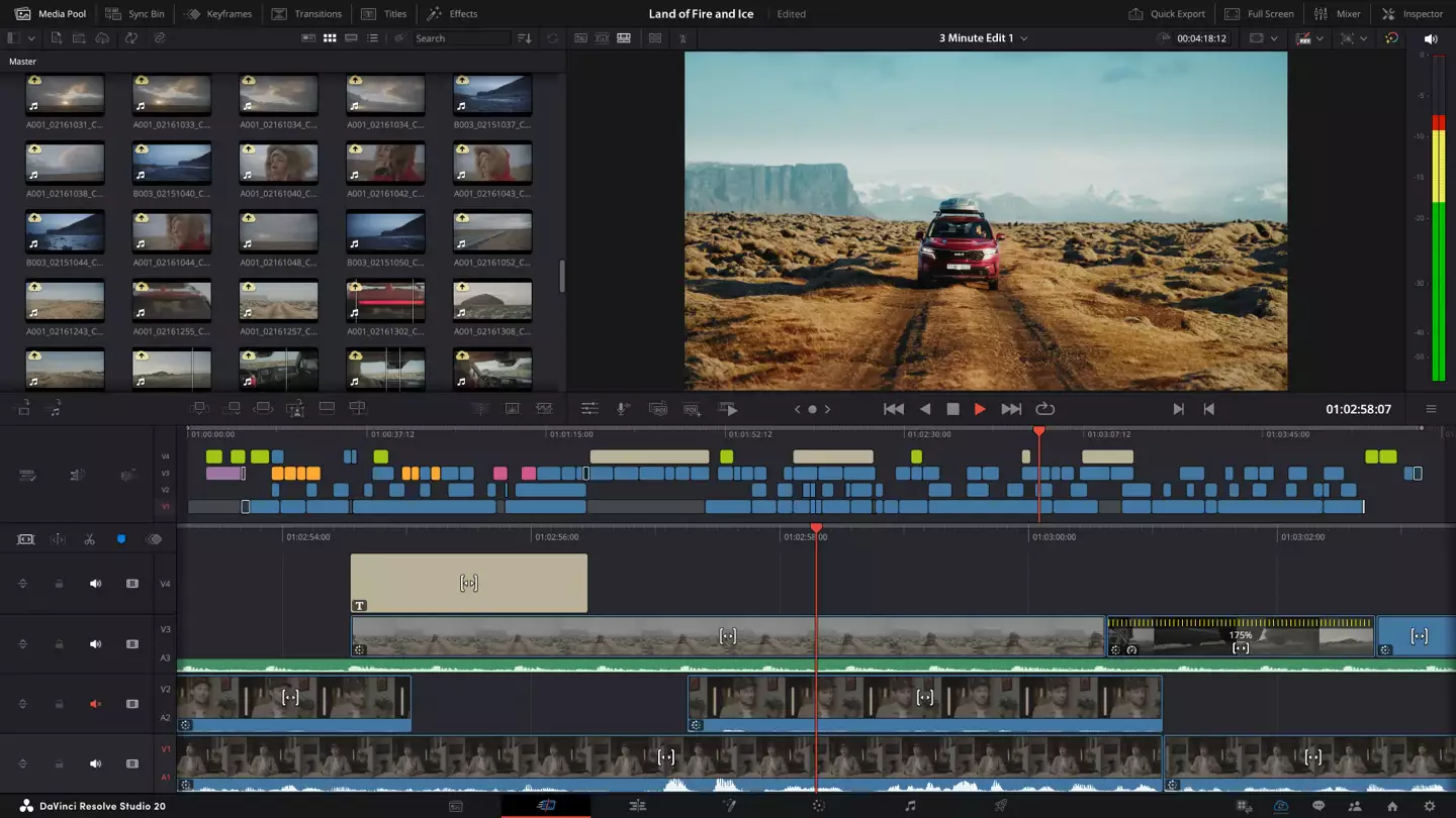 DaVinci Resolve professional video editing software