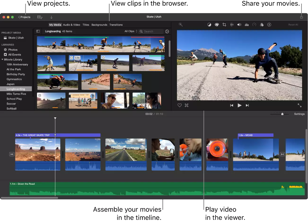 iMovie video editing interface on an Apple device