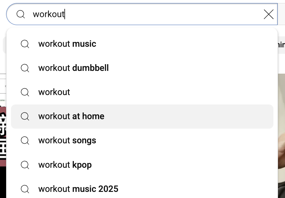 search workout on youtube