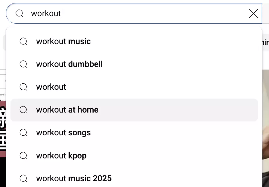 search workout on youtube