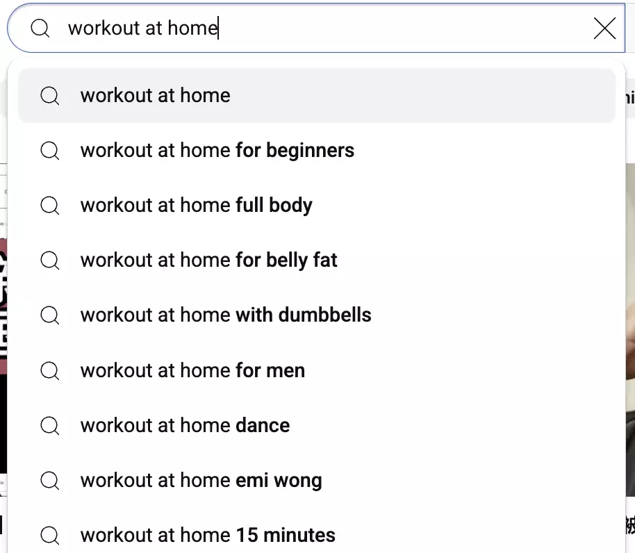 search workout at home on youtube